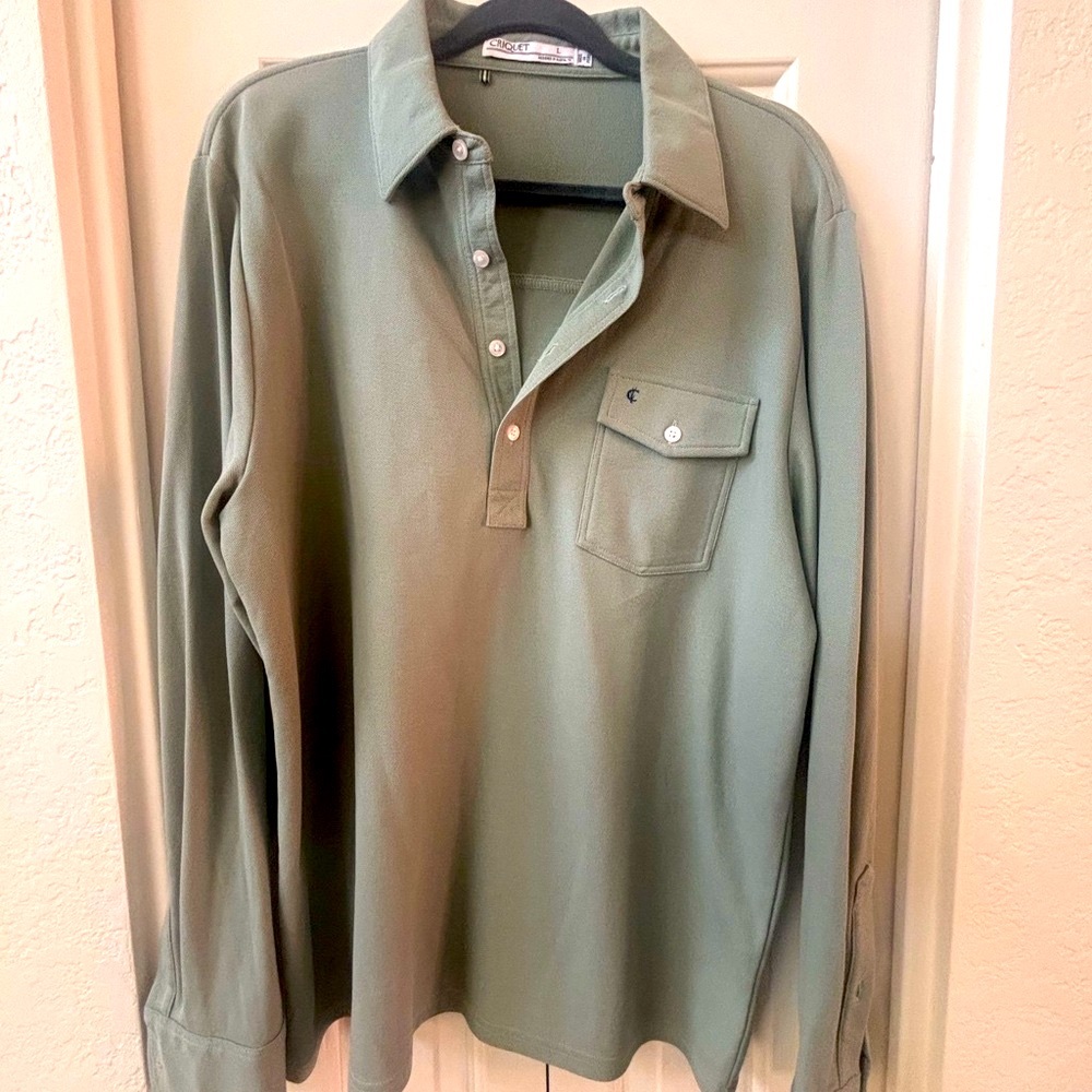 Criquet Green Casual Button Down Shirt Relaxed Fit